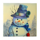 Wasserfarbe Snowman Keramik Tile Fliese (Vorderseite)