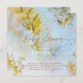 Wasserfarbe Soft Himmlische Blätter Kinderdusche Einladung (Vorne/Hinten)