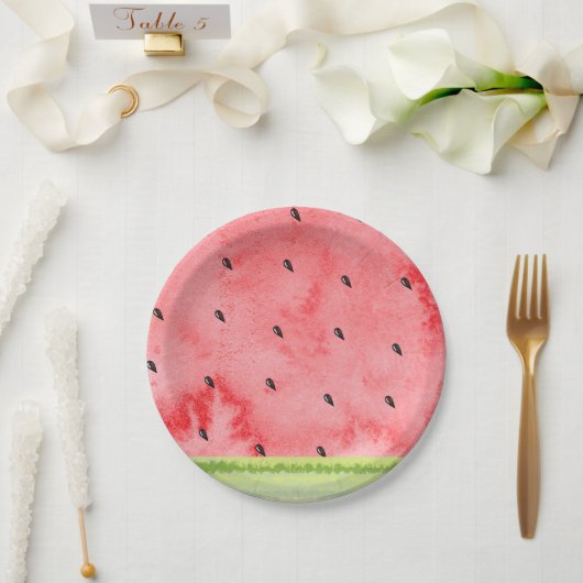 Wasserfarbe Sommer eins im Melon Rote Wassermelone Pappteller (Hochzeit)