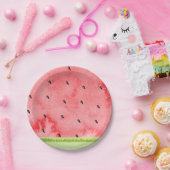 Wasserfarbe Sommer eins im Melon Rote Wassermelone Pappteller (Party)