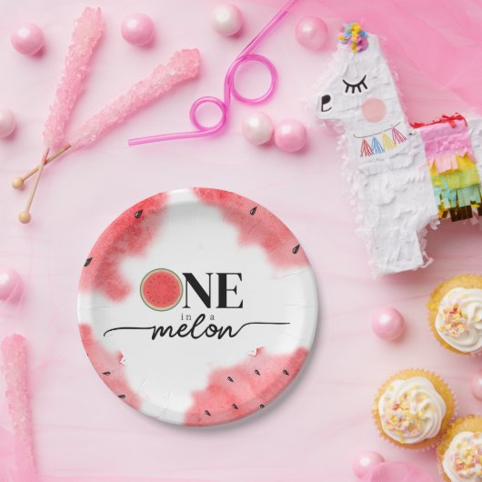 Wasserfarbe Sommer eins im Melon Rote Wassermelone Pappteller (Party)