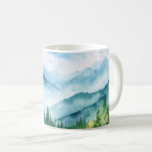 Wasserfarbe Sommergebirge Landschaft Kaffeetasse