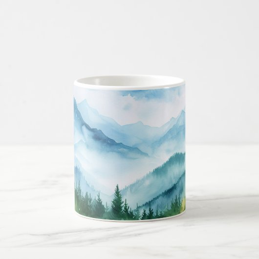 Wasserfarbe Sommergebirge Landschaft Kaffeetasse (Mittel)