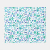 Wasserfarbe Sommerliche Muscheln und Starfish Küst Fleecedecke (Vorderseite (Horizontal))