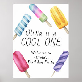 Wasserfarbe Sommerpopuläre Eiscreme Kindergeburtst Poster