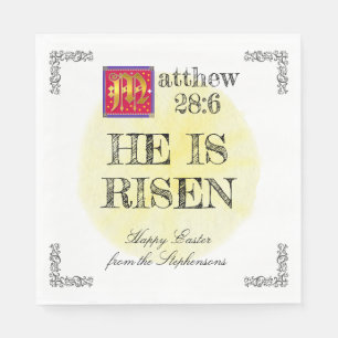 Wasserfarbe Sonne Matthew 28 6 Er ist zu Ostern Ri Serviette