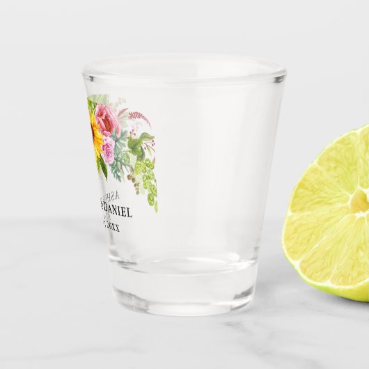 Wasserfarbe Sonnenblume Boho Blumenzehen Schnapsglas (Rechts)