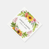 Wasserfarbe Sonnenblume Boho Blumenzehen Serviette (Ecke)