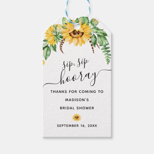 Wasserfarbe Sonnenblume Bouquet Brautparty Geschenkanhänger (Vorderseite)