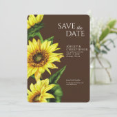 Wasserfarbe Sonnenblume Braun Polterabend Save The Date (Stehend Vorderseite)