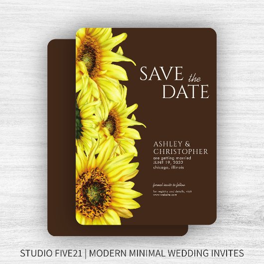 Wasserfarbe Sonnenblume Braun Polterabend Save The Date