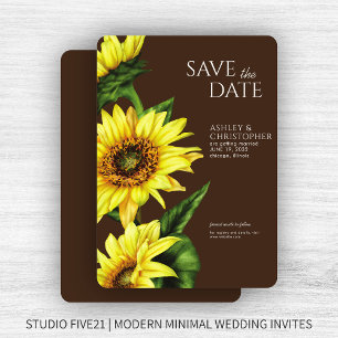 Wasserfarbe Sonnenblume Braun Polterabend Save The Date