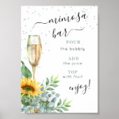 Wasserfarbe Sonnenblume Mimosa Bar Zeichen Poster (Vorne)