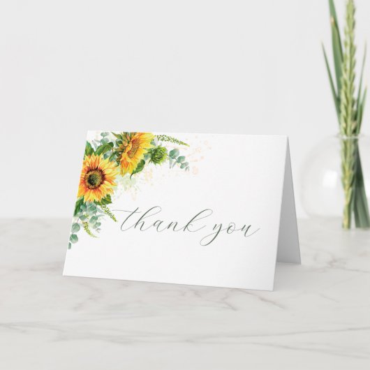Wasserfarbe Sonnenblume Rustikale Hochzeit Danke K (Vorderseite)