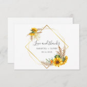 Wasserfarbe Sonnenblume Rustikale Hochzeit Dankeskarte (Vorne/Hinten)