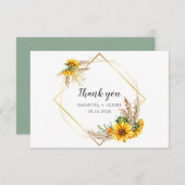 Wasserfarbe Sonnenblume Rustikale Hochzeit Dankeskarte (Vorne/Hinten)