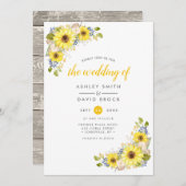 Wasserfarbe Sonnenblume Rustikale Hochzeit Einladu Einladung (Vorne/Hinten)