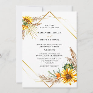 Wasserfarbe Sonnenblume Rustikale Hochzeit Einladung