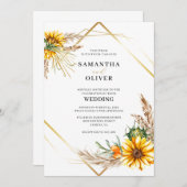 Wasserfarbe Sonnenblume Rustikale Hochzeit Einladung (Vorne/Hinten)