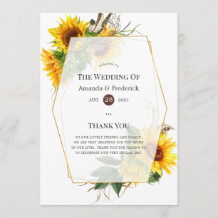 Wasserfarbe Sonnenblume Rustikale Hochzeit Programm