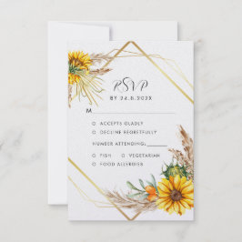 Wasserfarbe Sonnenblume Rustikale Hochzeit RSVP Karte