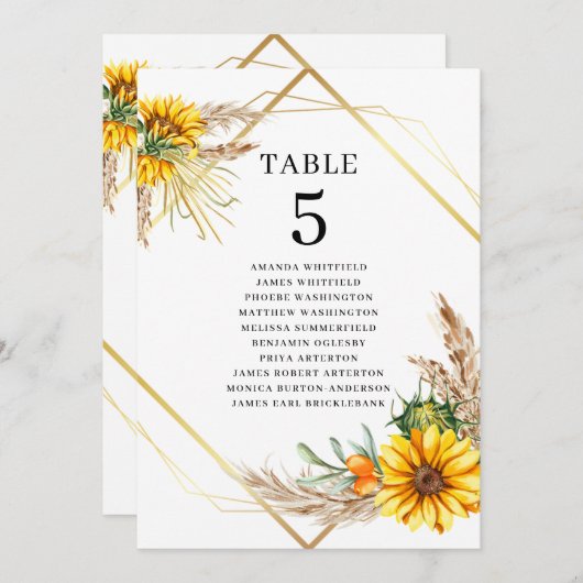 Wasserfarbe Sonnenblume Rustikale Hochzeitsstimmun Einladung (Vorne/Hinten)