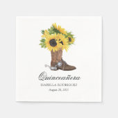 Wasserfarbe Sonnenblume Rustikaler Western Quincea Serviette (Vorderseite)