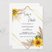 Wasserfarbe Sonnenblume Rustikales Skript Save the Save The Date (Vorne/Hinten)