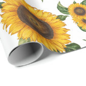 Wasserfarbe Sonnenblumen Botanische Blattpflanzen Geschenkpapier (Rolleneckpunkt)