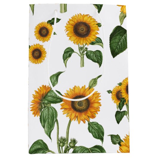 Wasserfarbe Sonnenblumen Botanische Blattpflanzen Mittlere Geschenktüte (Vorderseite)