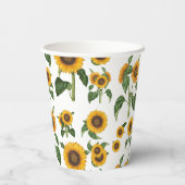 Wasserfarbe Sonnenblumen Botanische Blattpflanzen Pappbecher (Rückseite)