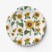 Wasserfarbe Sonnenblumen Botanische Blattpflanzen Pappteller (Vorderseite)