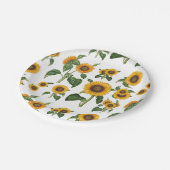 Wasserfarbe Sonnenblumen Botanische Blattpflanzen Pappteller (Schrägansicht)