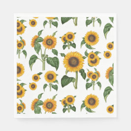 Wasserfarbe Sonnenblumen Botanische Blattpflanzen Serviette