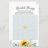 Wasserfarbe Sonnenblumen Brautparty Bingo Spiel (Vorne/Hinten)