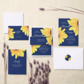 Wasserfarbe Sonnenblumen dunkelblau Minimalistisch Einladung