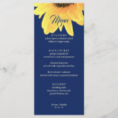 Wasserfarbe Sonnenblumen dunkelblau Minimalistisch Menükarte (Vorderseite)