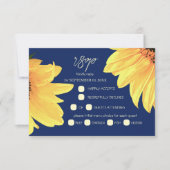 Wasserfarbe Sonnenblumen dunkelblaue Hochzeit RSVP Karte (Vorderseite)