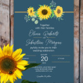 Wasserfarbe Sonnenblumen Hochzeit von Navy Blue Einladung
