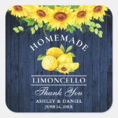 Wasserfarbe Sonnenblumen Lemons Limoncello Blau Ho Quadratischer Aufkleber (Vorderseite)