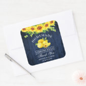 Wasserfarbe Sonnenblumen Lemons Limoncello Blau Ho Quadratischer Aufkleber (Umschlag)