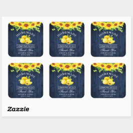 Wasserfarbe Sonnenblumen Lemons Limoncello Blau Ho Quadratischer Aufkleber