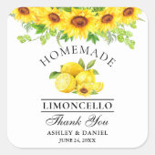 Wasserfarbe Sonnenblumen Lemons Limoncello Hochzei Quadratischer Aufkleber (Vorderseite)