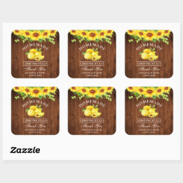 Wasserfarbe Sonnenblumen Lemons Limoncello Holz Quadratischer Aufkleber