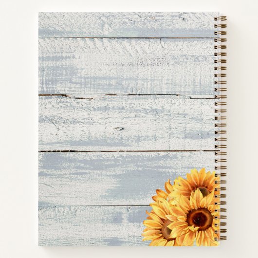 Wasserfarbe Sonnenblumen Mason Jar Shabby Holzreze Notizblock (Rückseite)