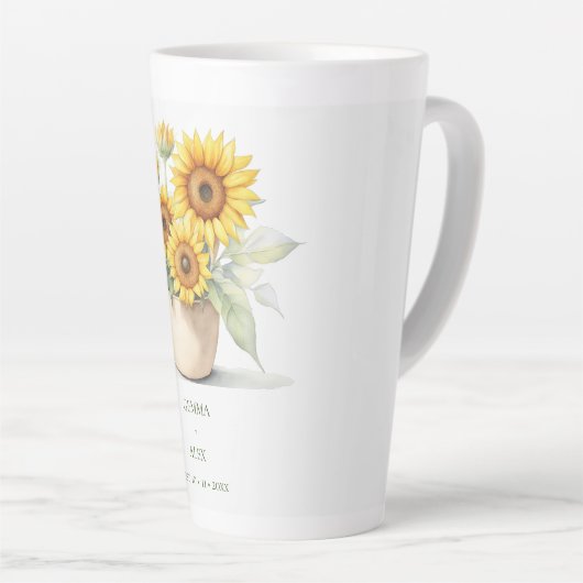 Wasserfarbe Sonnenblumen Personalisiert Newlywings Milchtasse (Rechte Ecke)