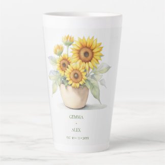 Wasserfarbe Sonnenblumen Personalisiert Newlywings Milchtasse