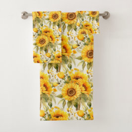 Wasserfarbe Sonnenblumen Van Gogh Style Badhandtuch Set