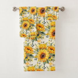 Wasserfarbe Sonnenblumen Van Gogh Style Badhandtuch Set