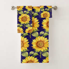 Wasserfarbe Sonnenblumen Van Gogh Style Badhandtuch Set